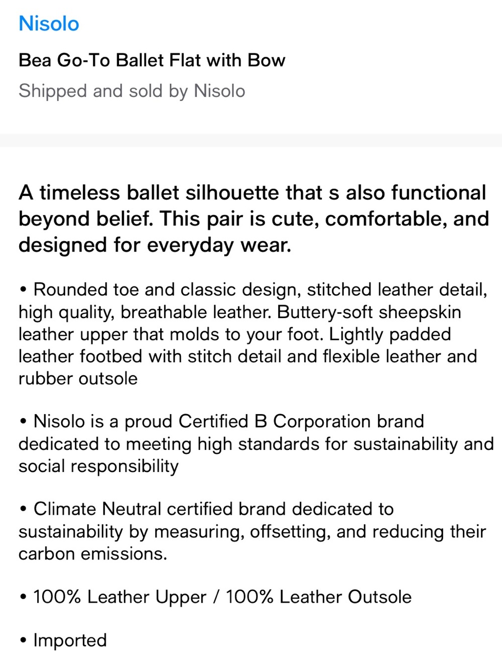 Nisolo Bea Go-To Ballet Flat with Bow - almond - Picture 2 of 2